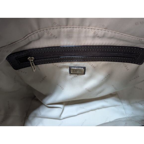 GUESS Nissana Ladies Satchel Tote Brown Handbag Purse Missing Some Packing New - Picture 8 of 12